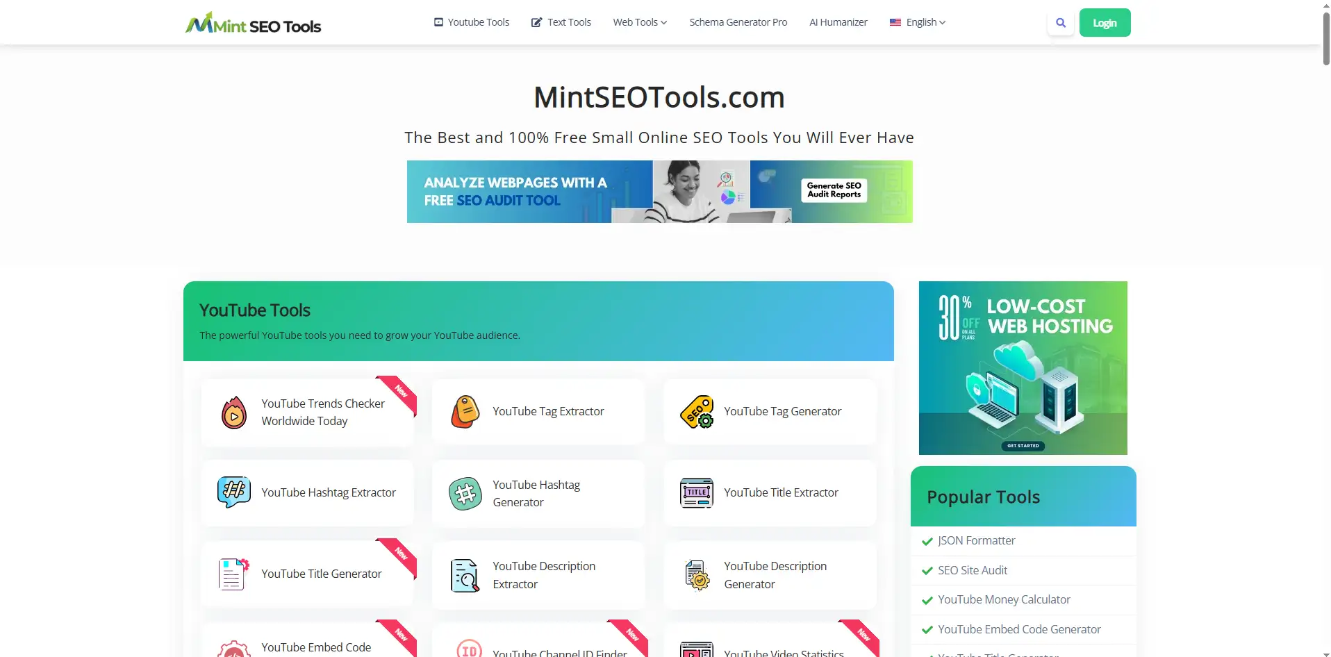 mintseotools.com home screen